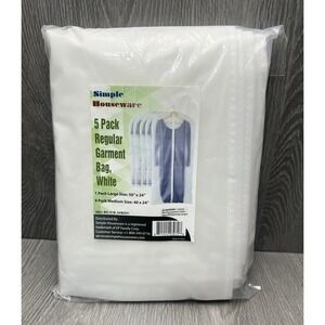 Simple Houseware‎ 5 Pack White Garment Bags Dress Suit Cover Storage